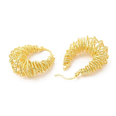 Rack Plating Brass Wire Wrap Hoop Earrings for Women EJEW-D059-17G-1