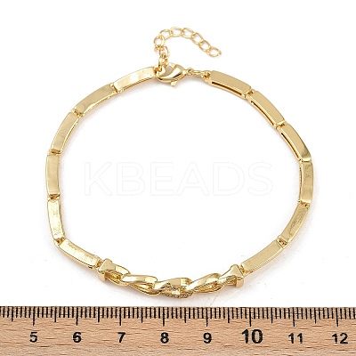 Brass Micro Pave Clear Cubic Zirconia Link Bracelets for Women BJEW-F504-05G-1