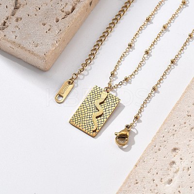 304 Stainless Steel Rectangle Snake Pendant Satellite Chain Necklace for Women LS-NJEW-F332-01G-1