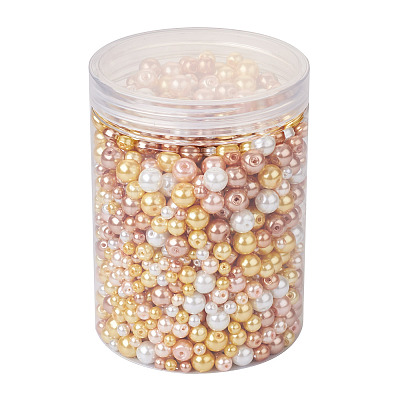 11 Strands 11 Styles Baking Paint Pearlized Glass Pearl Round Bead Strands HY-CW0001-04-1