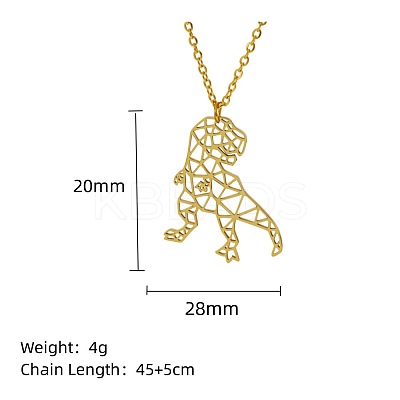 304 Stainless Steel Geometric Artistic Hollow Animal Pendant Necklaces JK0174-16-1