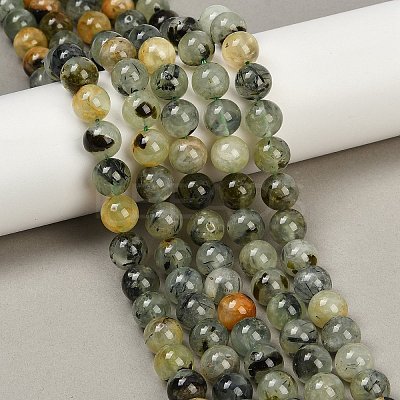 Natural Prehnite Beads Strands X-G-P322-48-10mm-01-1