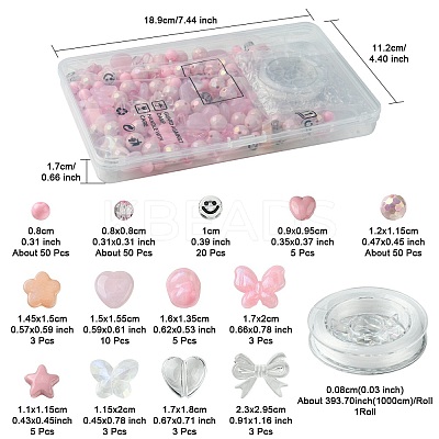 210Pcs 13 Styles Acrylic Beads with 1 Roll Strong Stretchy Beading Elastic Thread OACR-FS0001-57-1
