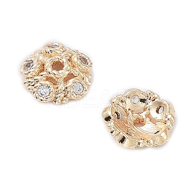 Rack Plating Brass Cubic Zirconia Bead Cap KK-A183-74G-1