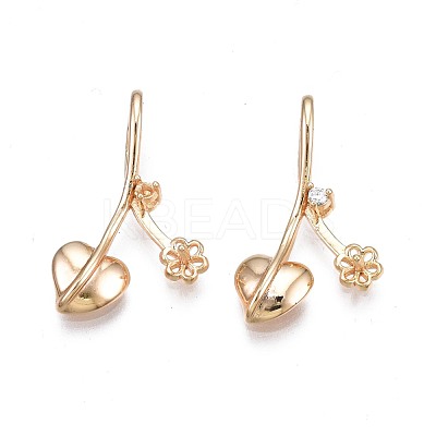 Brass Micro Pave Clear Cubic Zirconia Peg Bails Pendants with Rhinestone and Enamel Settings KK-N232-240-1