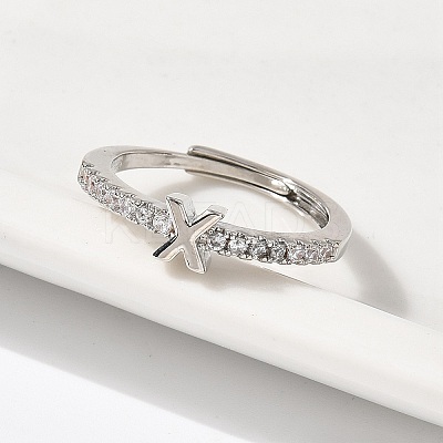 S925 Sterling Silver Adjustable Letter Rings for Women RJEW-M068-01P-X-1