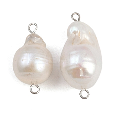 Natural Freshwater Pearl Keshi Pearl Teardrop Connector Charms STAS-D378-13P-1