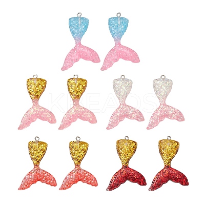 10Pcs 5 Colors Gradient Color Resin Pendants CRES-YW0001-21-1