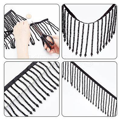 AHADEMAKER 1 Yard Glass Beaded Tassel Ribbon OCOR-GA0001-50B-1