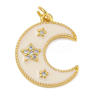Rack Plating Brass Micro Pave Clear Cubic Zirconia Pendants KK-Z063-31G-1