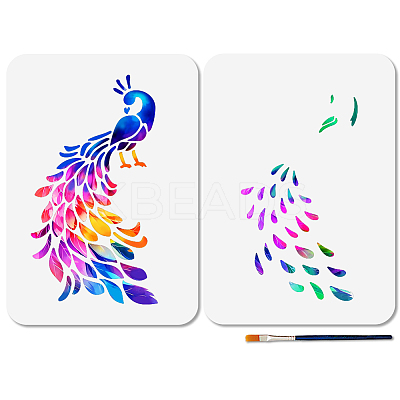2Pcs PET Hollow Out Drawing Painting Stencils DIY-MA0005-56A-1