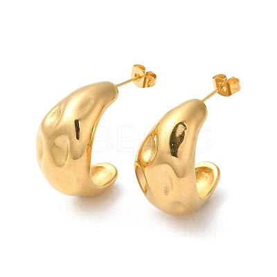Ion Plating(IP) 304 Stainless Steel Teardrop Stud Earrings X-EJEW-K244-39G-1