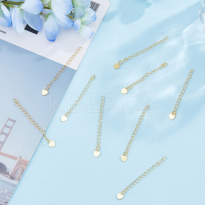 40Pcs Rack Plating Brass Curb Chain Extender KK-DC0004-26-1
