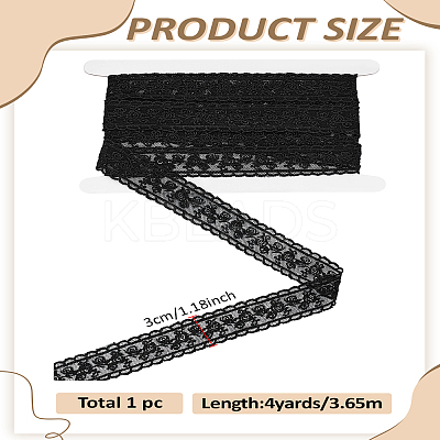 4 Yards Milk Fiber Embroidery Flower Lace Trim SRIB-LP0001-12A-1