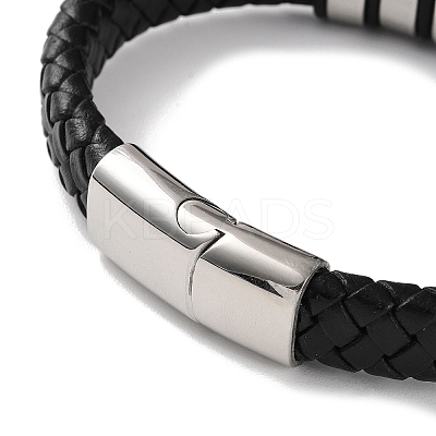 Men's Braided Black PU Leather Cord Bracelets BJEW-K243-23P-1