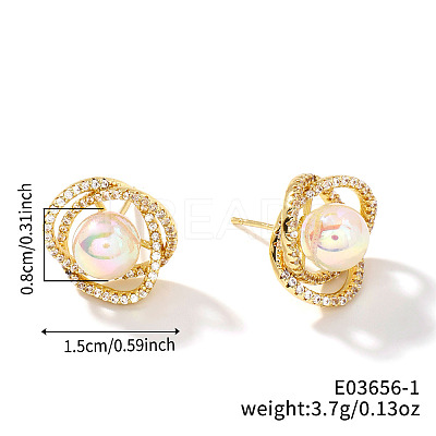 French Romantic Fashion Brass Rhinestone Stud Earrings ZC4783-1-1