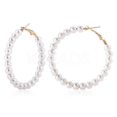 Shell Pearl Beaded Big Hoop Earrings JE989A-1