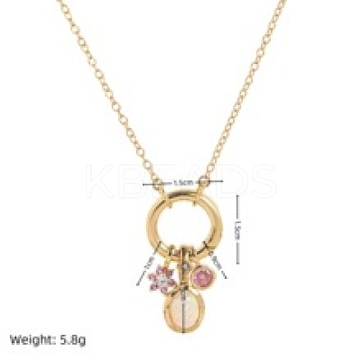 Brass Pave Cubic Zirconia Oval Flower Birth Stone Penant Necklaces with Synthetic Opal for Women WG88A4B-02-1