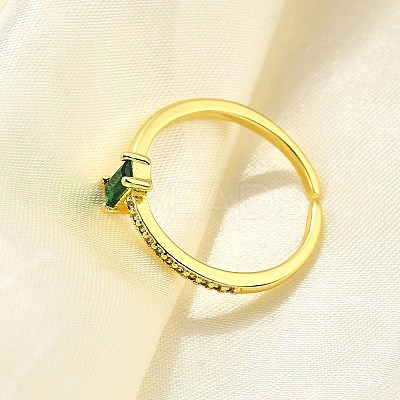 Brass Micro Pave Cubic Zirconia Cuff Rings for Women RJEW-H247-19G-01-1