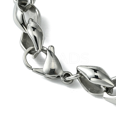 304 Stainless Steel Rhombus Link Chain Bracelets for Women Men BJEW-C063-09AS-1