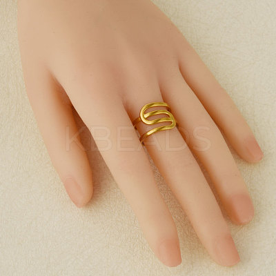 Geometric Irregular 304 Stainless Steel Cuff Open Rings for Women MC3709-2-1