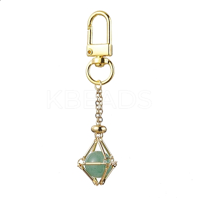 304 Stainless Steel Chain Pouch Natural Gemstone Pendant Decorations HJEW-JM01889-02-1