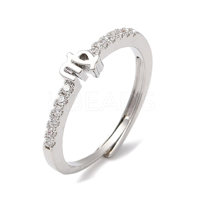 Rack Plating Brass Clear Cubic Zirconia Constellation Adjustable Rings for Women RJEW-S407-08P-01-1