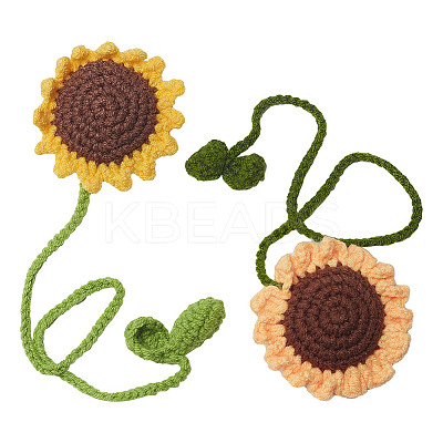 2Pcs 2 Styles Sunflower Woolen Yarn Sunflower Costume Accessories Decorations DIY-DR0001-45-1