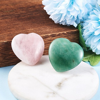 2Pcs 2 Style Heart Natural Mixed Gemstone Massage G-SZ0001-76B-1
