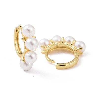 Plastic Pearl Hoop Earrings KK-E033-14G-1