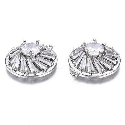 Brass Clear Cubic Zirconia Pendants ZIRC-S069-006P-1
