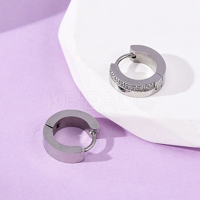 304 Stainless Steel Cubic Zirconia Hoop Earrings EJEW-D331-12P-1