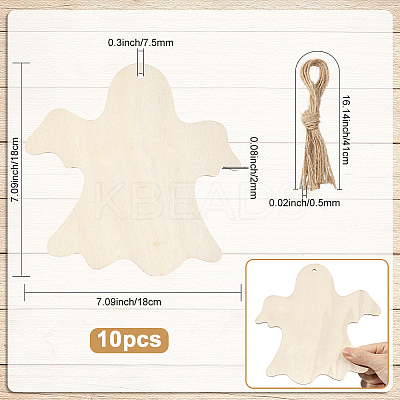 Halloween Theme Unfinished Wood Pendant Decorations HJEW-WH20003-47B-1