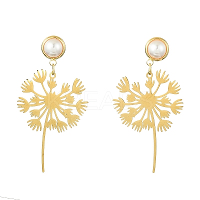 201 Stainless Steel Dandelion Dangle Stud Earrings with Brass Pins EJEW-TA00387-1