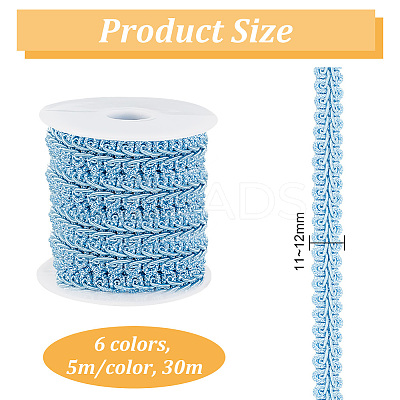 30M 6 Colors Polyester Centipede Braid Lace Trim OCOR-PH0002-24-1
