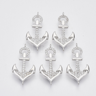 Brass Micro Pave Clear Cubic Zirconia Links Connectors ZIRC-T012-76P-1