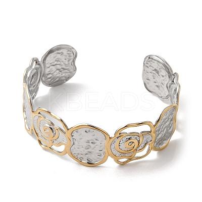 Hammered 304 Stainless Steel Cuff Bangles for Women LS-BJEW-P371-01B-1