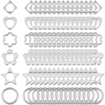 180Pcs 6 Styles 2-Hole CCB Plastic Beads Frame CCB-SP0001-10P-1