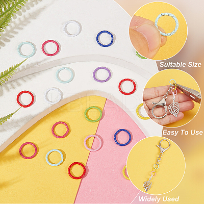 270Pcs 9 Colors Embossed Style Iron Twisted Open Jump Rings IFIN-PH0001-84-1