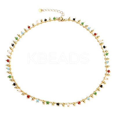 Brass Handmade Glass Beaded   Necklaces NJEW-JN03135-02-1