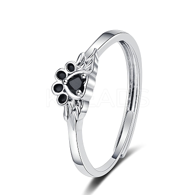 Brass Micro Pave Cubic Zirconia Adjustbale Finger Rings for Women PW-WG17DE1-01-1