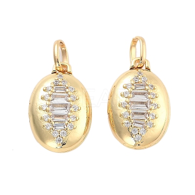 Brass Pave Clear Cubic Zirconia Pendants KK-U009-01B-G-1