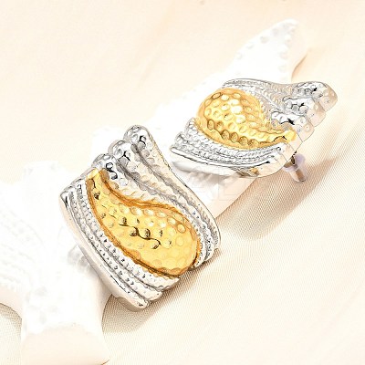 304 Stainless Steel Two-tone Stud Earrings for Women EJEW-R023-01GP-02-1