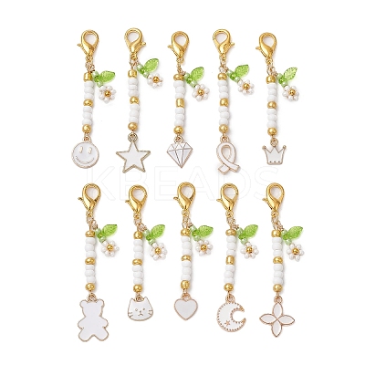 Alloy Enamel Pendant Decorations HJEW-MZ00087-1