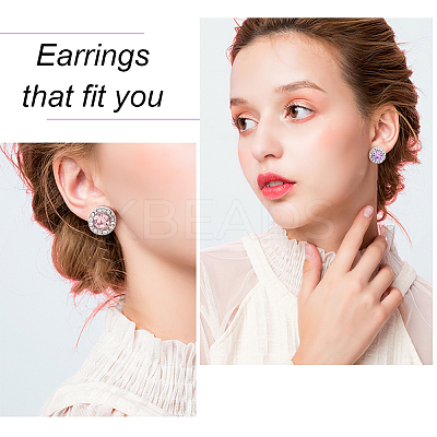 5 Pairs 5 Style Cubic Zirconia Diamond Stud Earrings EJEW-AN0004-30-1