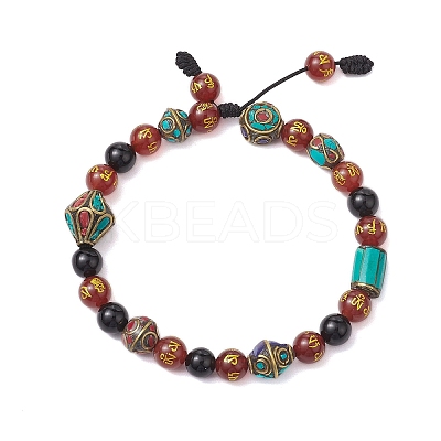 8mm Round Tibetan Style Natural Agate Braided Bead Bracelets BJEW-JB10410-1