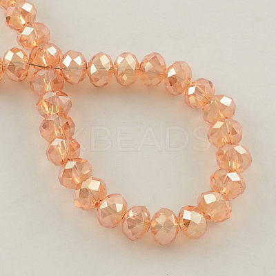 Electroplate Faceted Rondelle Glass Bead Strands EGLA-S096-6mm-M-1