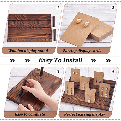 7-Slot Rectangle Wooden Place Earring Display Stands ODIS-FG0001-67A-1