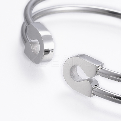 Tarnish Resistant Trendy 304 Stainless Steel Torque Cuff Bangles BJEW-H703-17P-1
