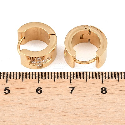 304 Stainless Steel Micro Pave Clear Cubic Zirconia Hoop Earrings EJEW-G457-03G-1